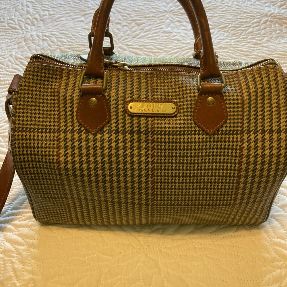 Polo by Ralph Lauren Brown Satchel with Leather Trim
